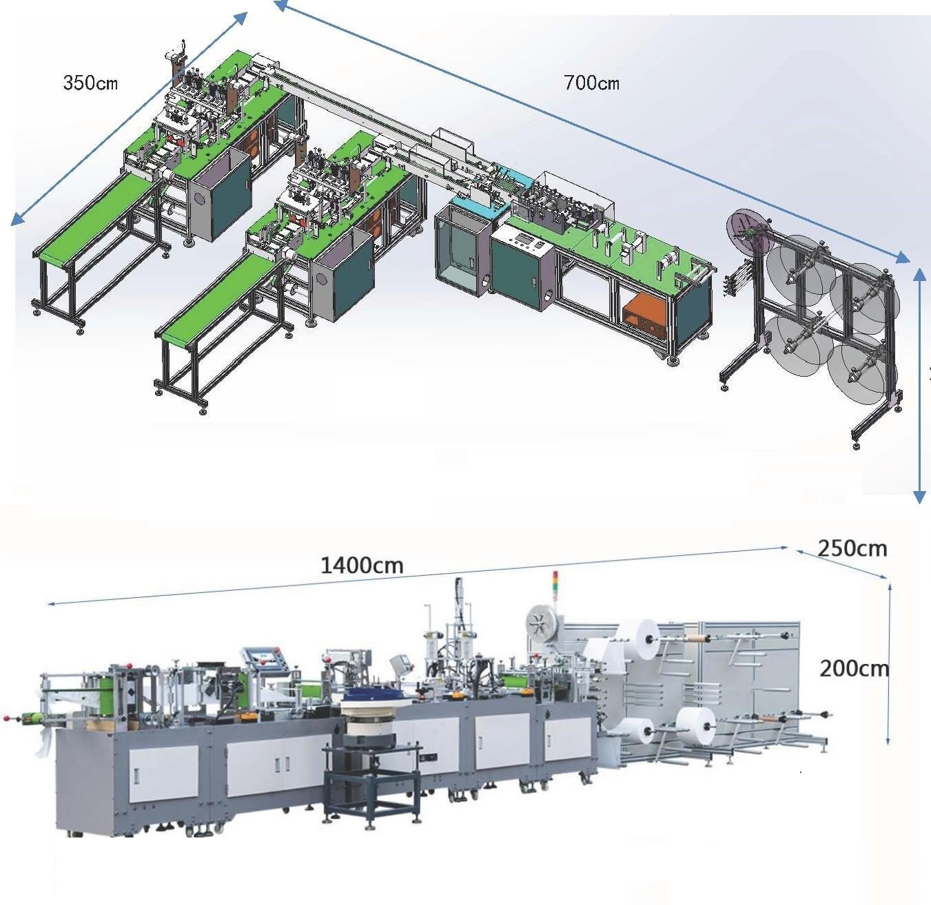 fully automatic surgical nonwoven disposable blue and white 3ply face making machine