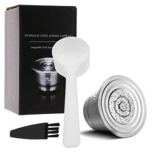 Sales Stainless Steel Reusable Nespresso Coffee Capsule With One Brush And Spoon From Factory